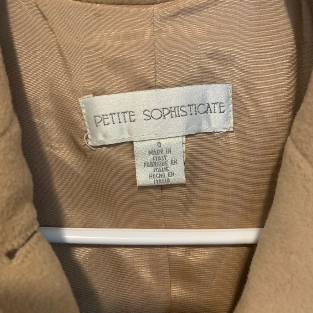 Petite Sophisticate Camel Trench Coat - Picture 2 of 3